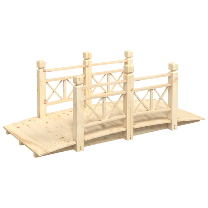 vidaXL dārza tiltiņš ar margām, 150x67x56 cm, egles masīvkoks