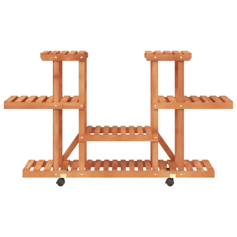 vidaXL puķu statīvs ar ritenīšiem, 110x25x78 cm , egles masīvkoks