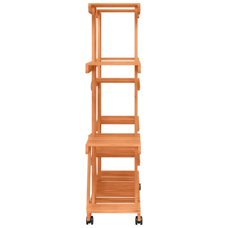 vidaXL puķu statīvs ar ritenīšiem, 110x25x115 cm, egles masīvkoks