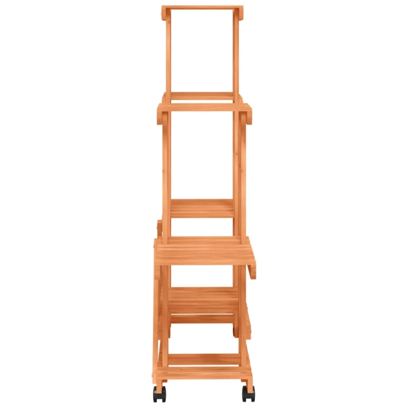 vidaXL puķu statīvs ar ritenīšiem, 95x25x101 cm, egles masīvkoks