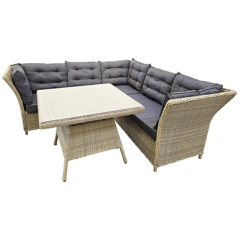 Dārza komplekts, galds ar stūra dīvānu