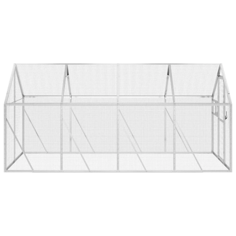 vidaXL putnu māja, sudraba krāsa, 1,79x4x1,85 m, alumīnijs