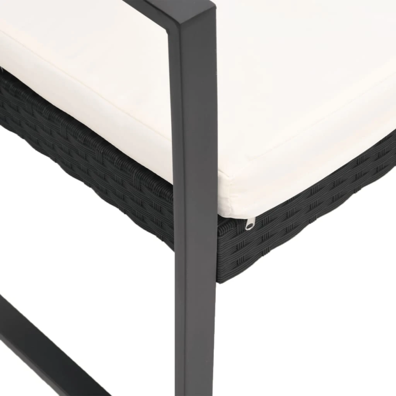 vidaXL divvietīgs dārza sols ar matračiem, melna PP rotangpalma