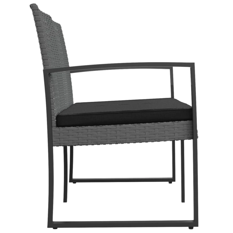 vidaXL divvietīgs dārza sols ar matračiem, tumši pelēka PP rotangpalma