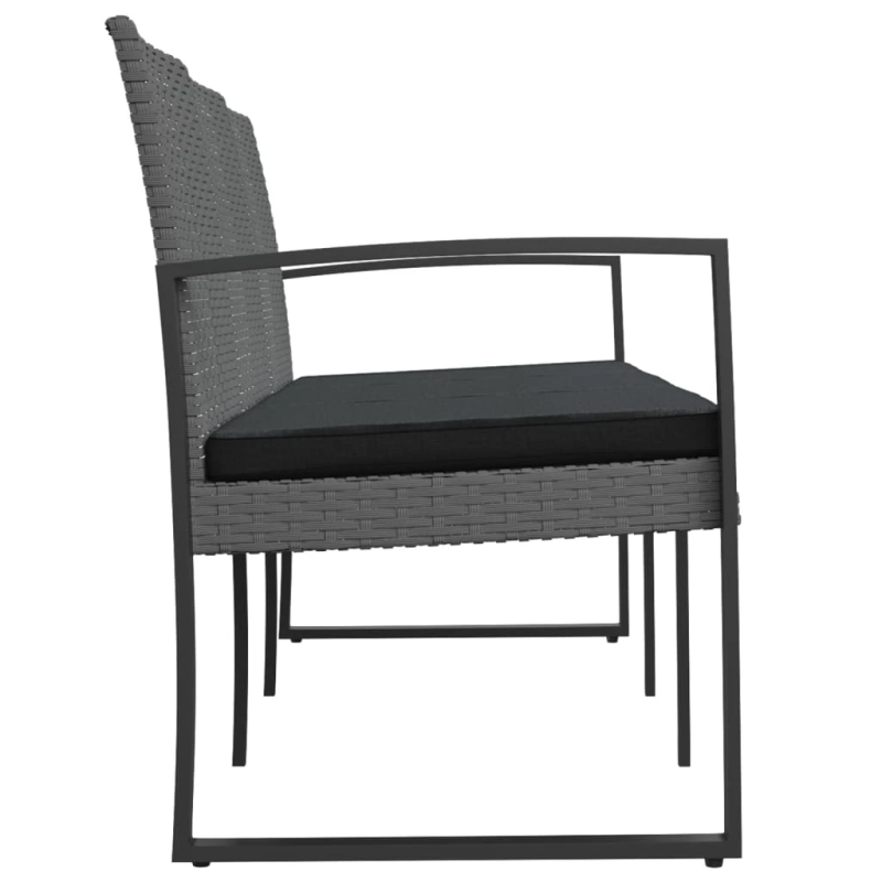 vidaXL trīsvietīgs dārza sols ar matračiem,tumši pelēka PP rotangpalma