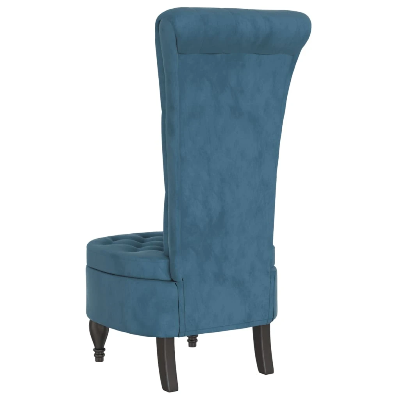 vidaXL atpūtas krēsls ar augstu atzveltni, zils samts, pogu dizains