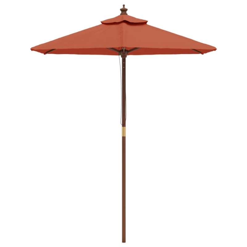 vidaXL dārza saulessargs ar koka kātu, 400x231 cm, sarkanbrūns