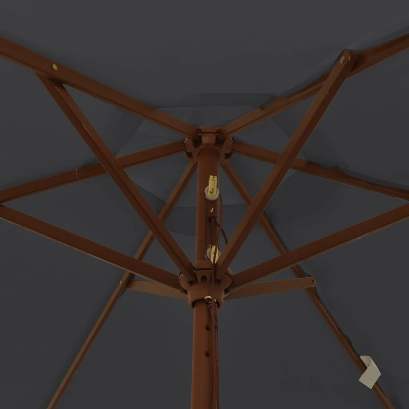 vidaXL dārza saulessargs ar koka kātu, 196x231 cm, melns