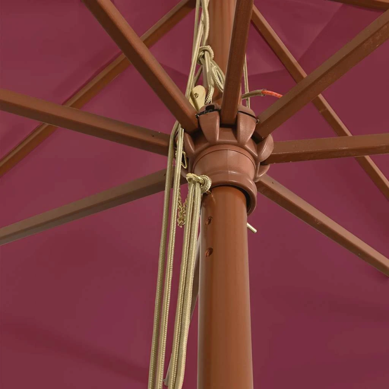 vidaXL dārza saulessargs ar koka kātu, bordo sarkans, 400x273 cm