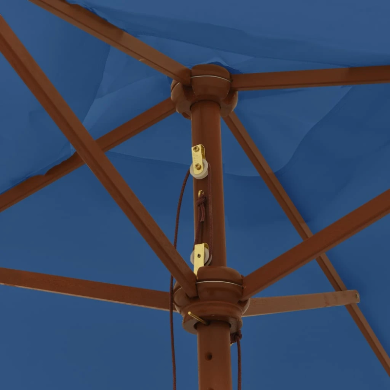 vidaXL dārza saulessargs ar koka kātu, debeszils, 198x198x231 cm