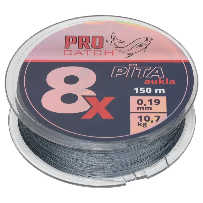 Pītā aukla Pro Catch X8 0.19mm 150m pelēka