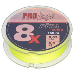 Pītā aukla Pro Catch X8 0.07mm 150m dzeltena