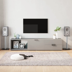 vidaXL skaļruņu statīvi, 2 gab., stikls, 1 balsti, melni, sudrabaini