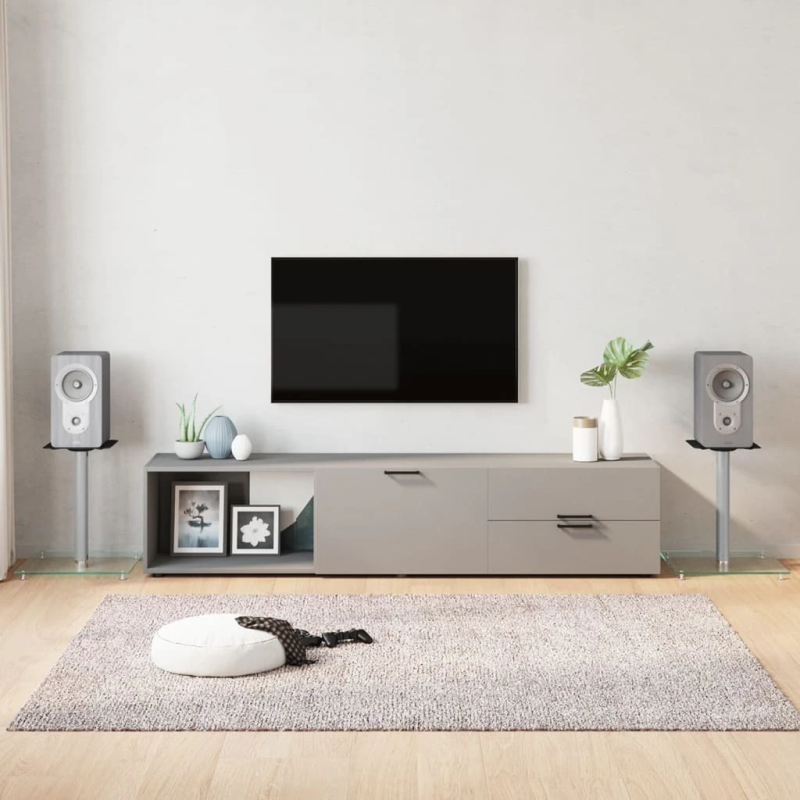 vidaXL skaļruņu statīvi, 2 gab., rūdīts stikls, 1 balsts, sudrabaini