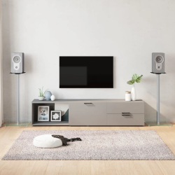 vidaXL skaļruņu statīvi, 2 gab., rūdīts stikls, 1 balsts, sudrabaini