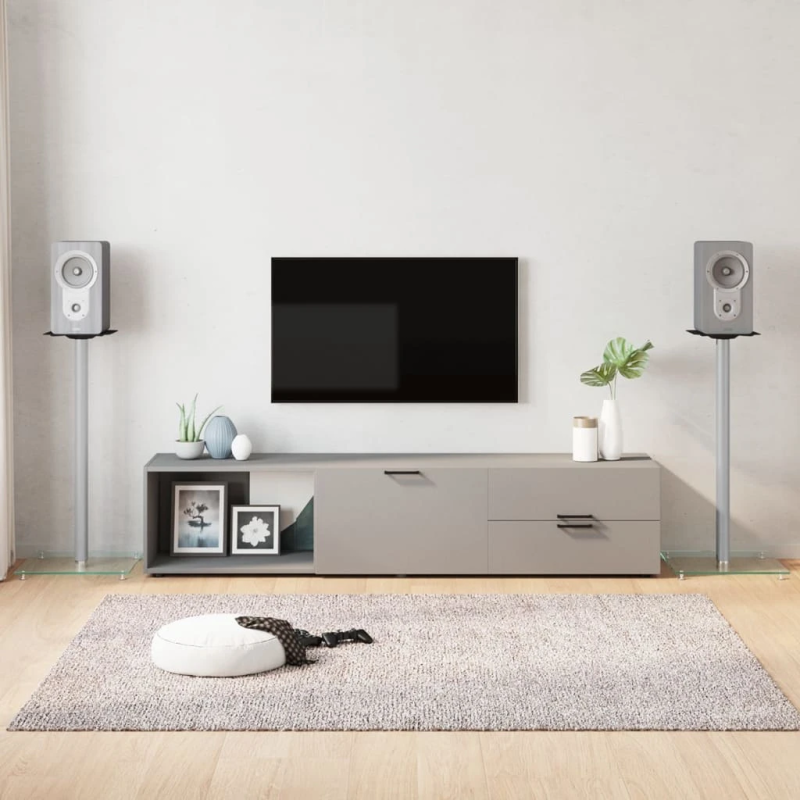 vidaXL skaļruņu statīvi, 2 gab., rūdīts stikls, 1 balsts, sudrabaini