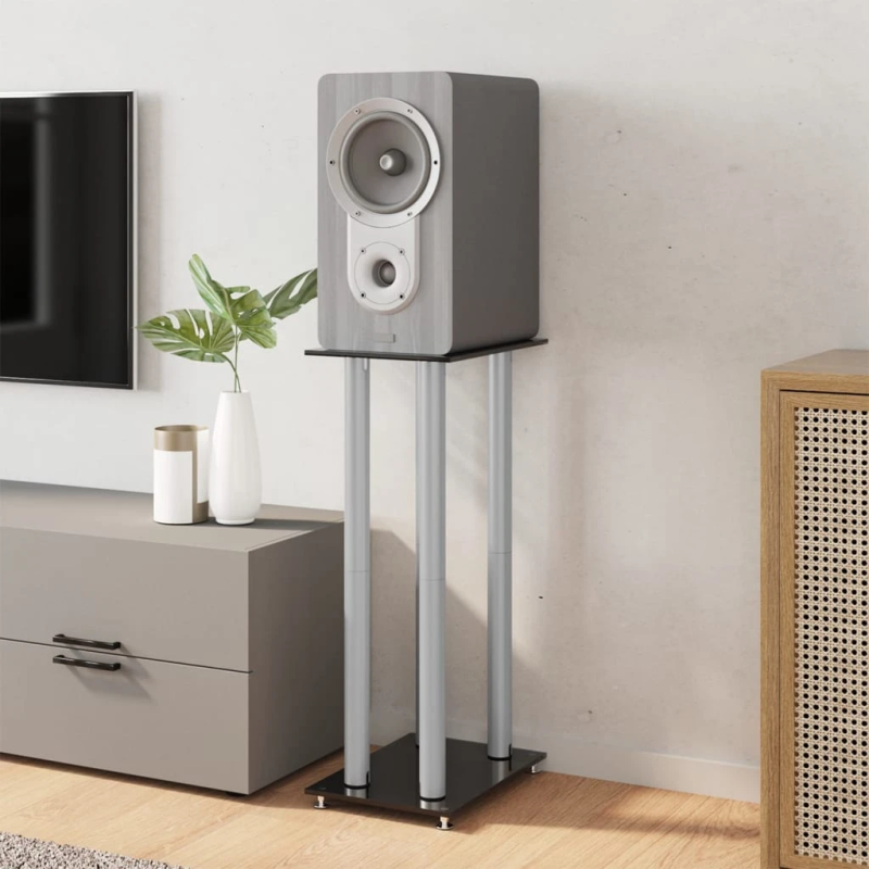 vidaXL skaļruņu statīvi, 2 gab., rūdīts stikls, 4 balsti