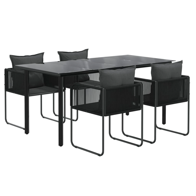 vidaXL 5-daļīgs dārza mēbeļu komplekts, melns