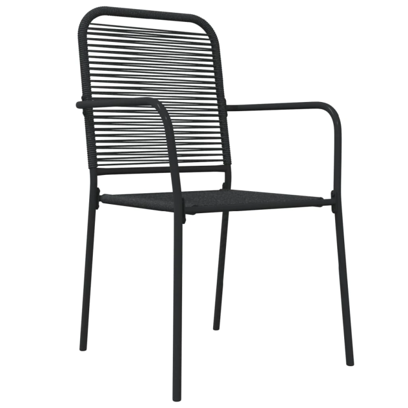 vidaXL 5-daļīgs dārza mēbeļu komplekts, virves, tērauds, melns