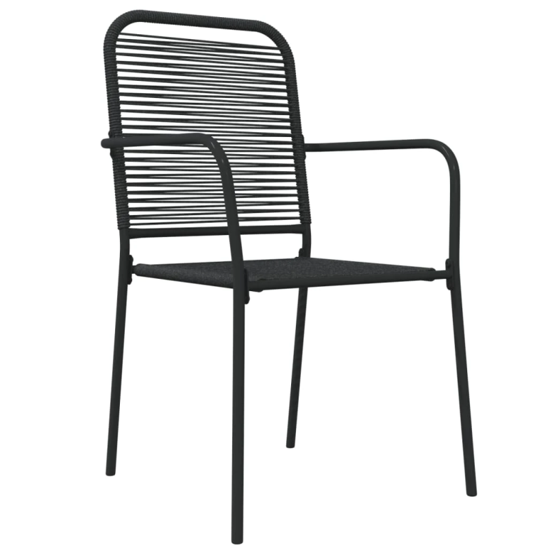 vidaXL 7-daļīgs dārza mēbeļu komplekts, virves, tērauds, melns