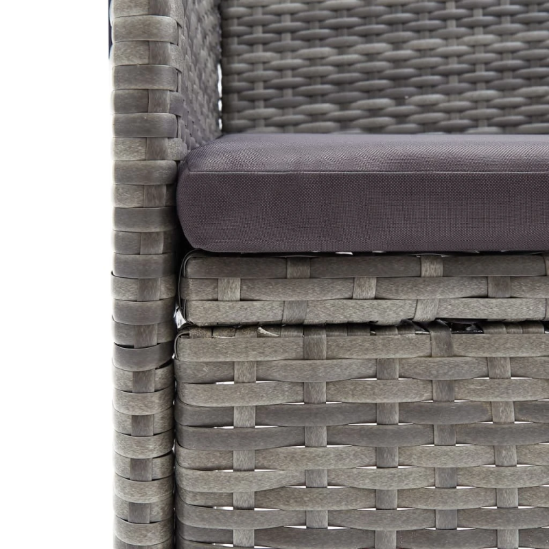 vidaXL 7-daļīgs dārza mēbeļu komplekts ar matračiem, pelēka ar melnu