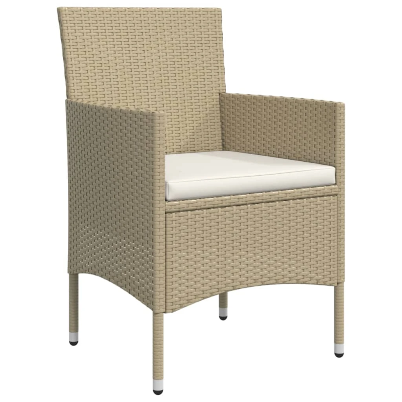 vidaXL 7-daļīgs dārza mēbeļu komplekts ar matračiem, bēša ar melns