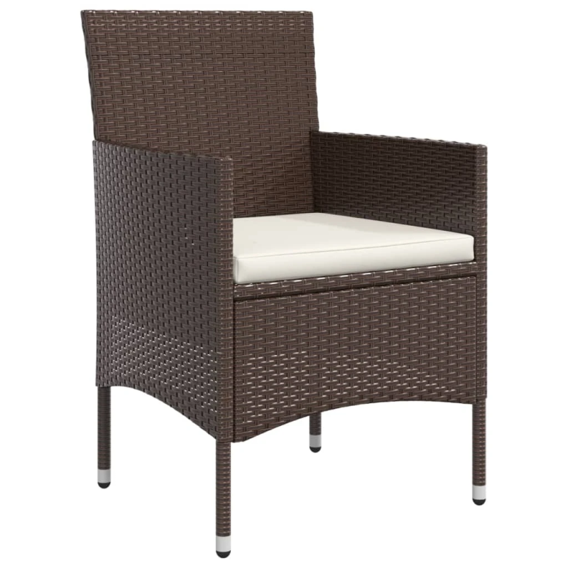 vidaXL 7-daļīgs dārza mēbeļu komplekts ar matračiem, brūns ar melns