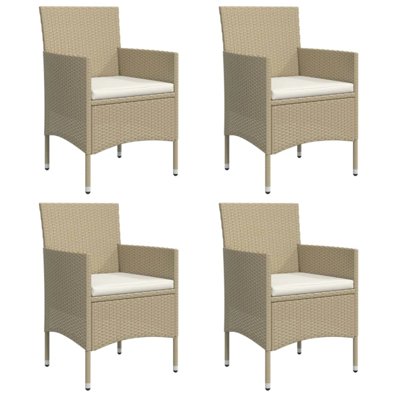 vidaXL 5-daļīgs dārza mēbeļu komplekts ar matračiem, bēša ar melns