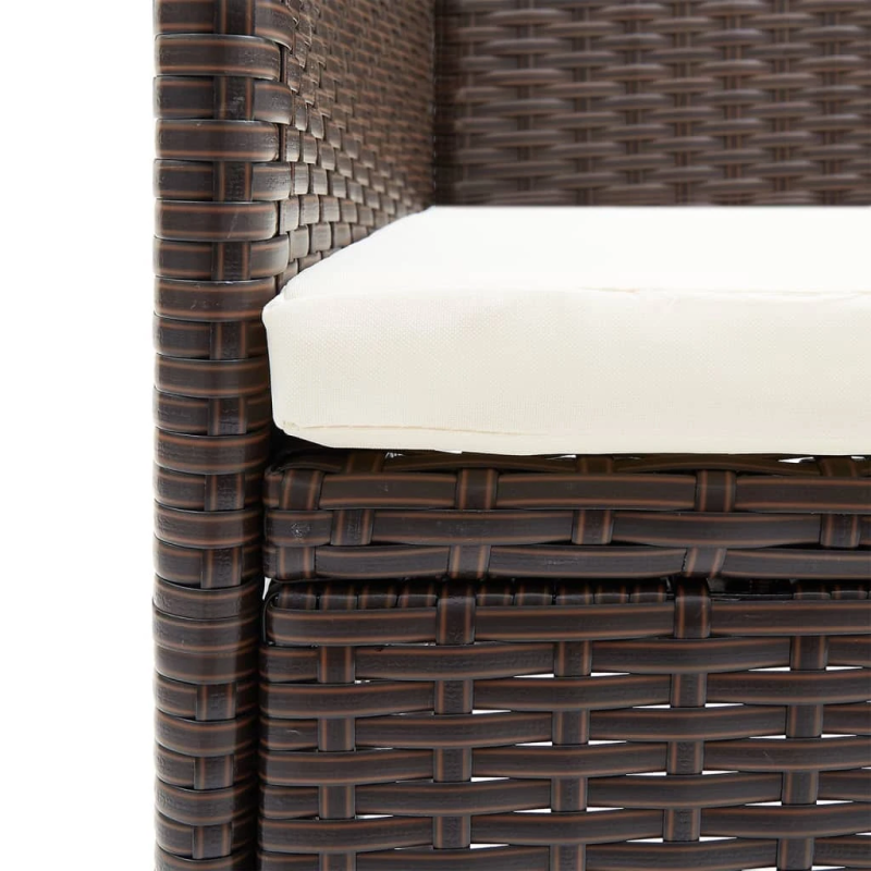 vidaXL 7-daļīgs dārza mēbeļu komplekts ar matračiem, brūns ar melns