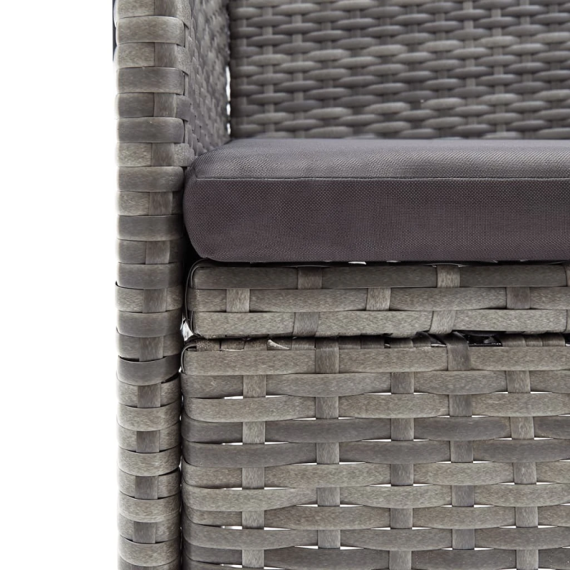 vidaXL 5-daļīgs dārza mēbeļu komplekts ar matračiem, pelēks, melns