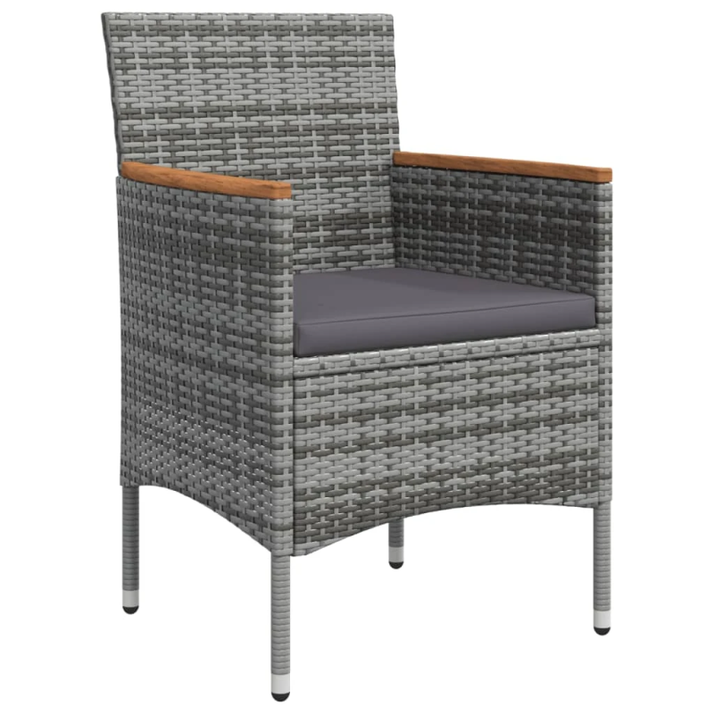 vidaXL 5-daļīgs dārza mēbeļu komplekts ar matračiem, pelēks, melns