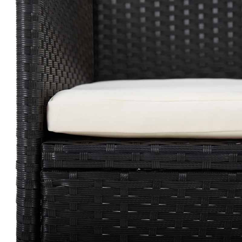 vidaXL 7-daļīgs dārza mēbeļu komplekts ar matračiem, melns