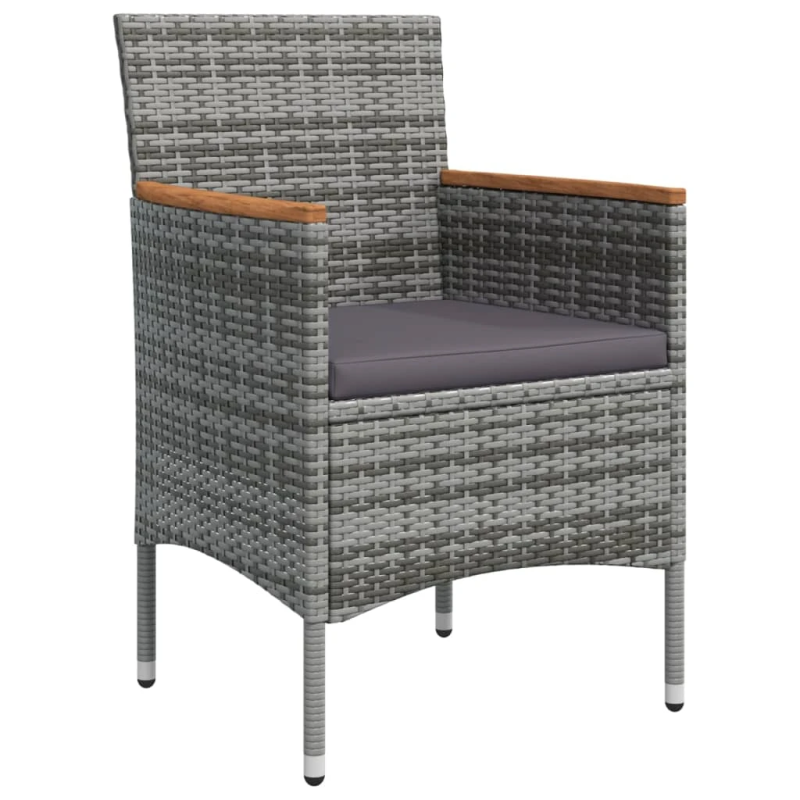 vidaXL 7-daļīgs dārza mēbeļu komplekts ar matračiem, pelēka ar melns