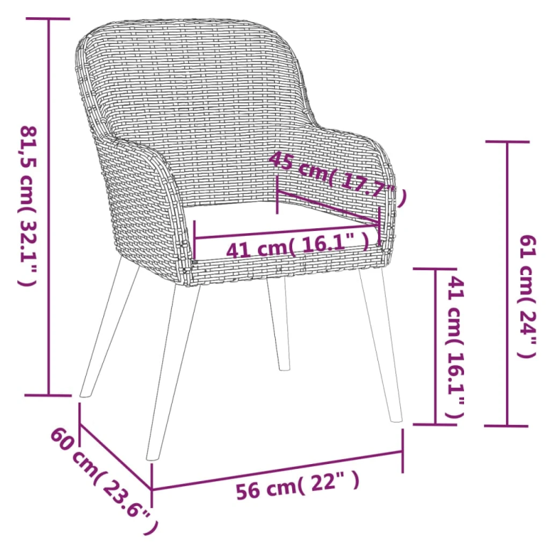 vidaXL 5-daļīgs dārza mēbeļu komplekts ar matračiem, melns
