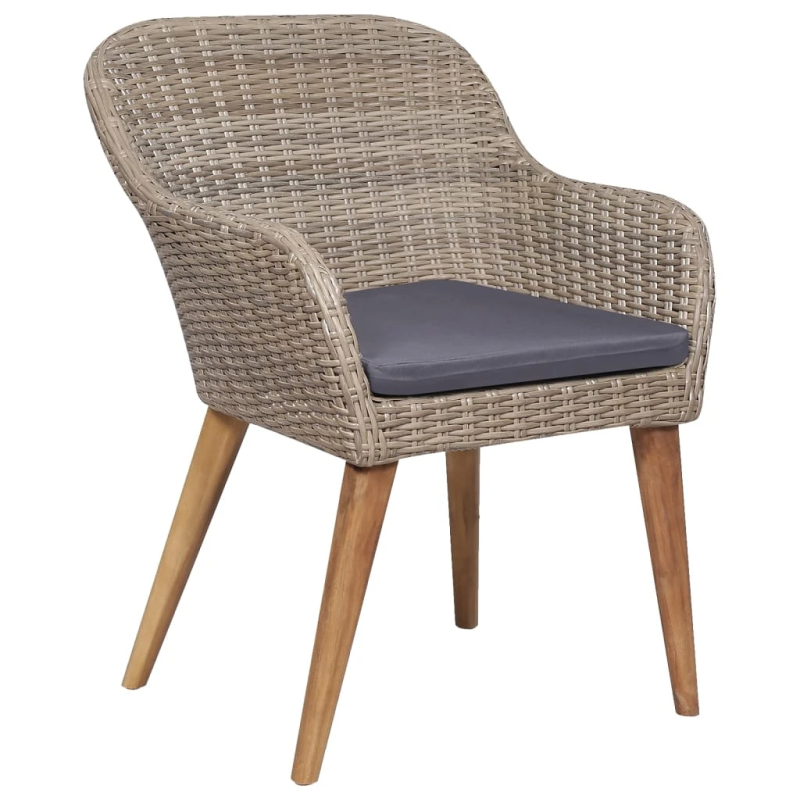 vidaXL 5-daļīgs dārza mēbeļu komplekts ar matračiem, brūns