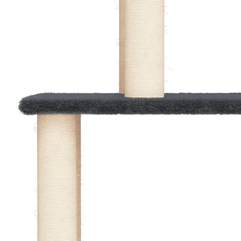 vidaXL kaķu māja ar sizala stabiem nagu asināšanai, 149 cm, pelēka