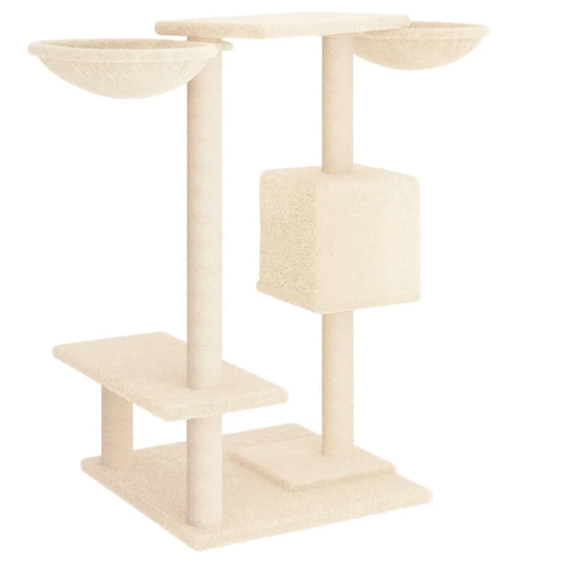 vidaXL kaķu māja ar stabiem nagu asināšanai, 82 cm, krēmkrāsas