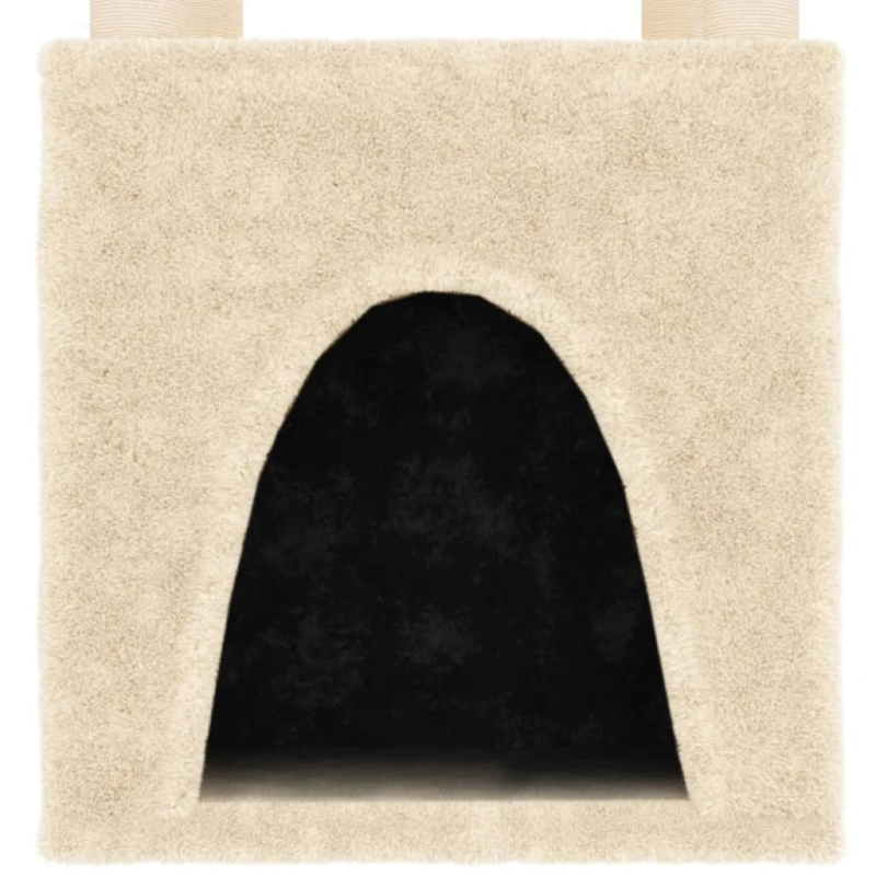 vidaXL kaķu māja ar sizala stabiem nagu asināšanai, 147 cm, krēmkrāsas