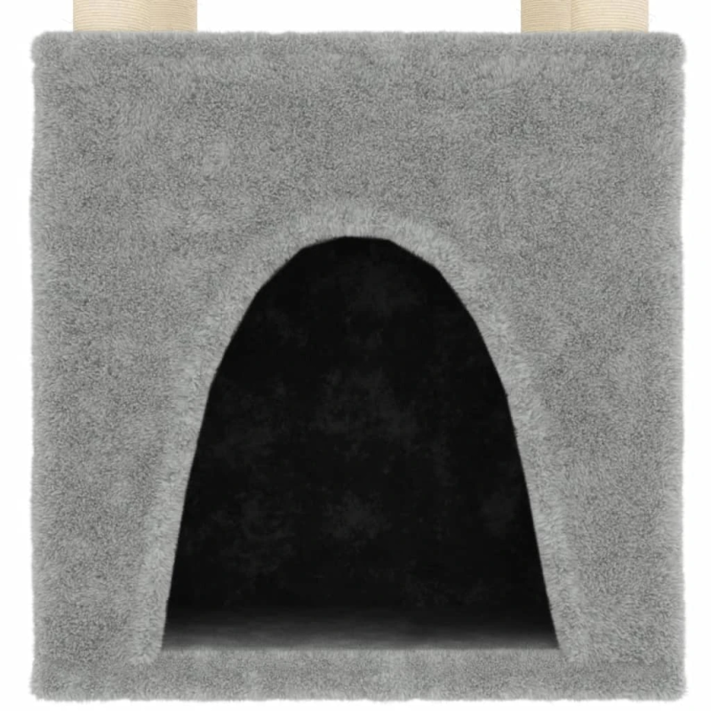 vidaXL kaķu māja ar sizala stabiem nagu asināšanai, 147 cm, pelēka