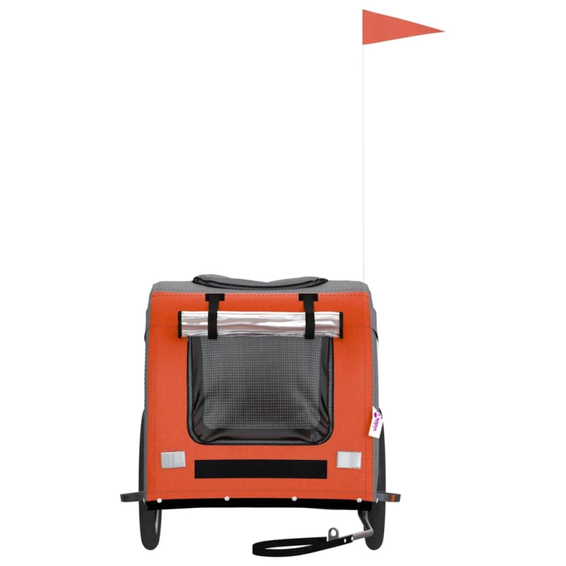 vidaXL mājdzīvnieku velo piekabe, oranža ar pelēku, audums un dzelzs