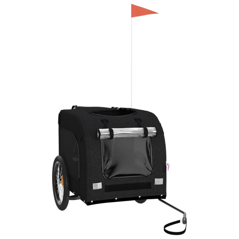 vidaXL mājdzīvnieku velo piekabe, melna, Oksfordas audums un dzelzs