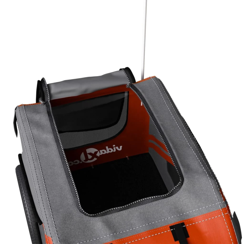 vidaXL mājdzīvnieku velo piekabe, oranža ar pelēku, audums un dzelzs