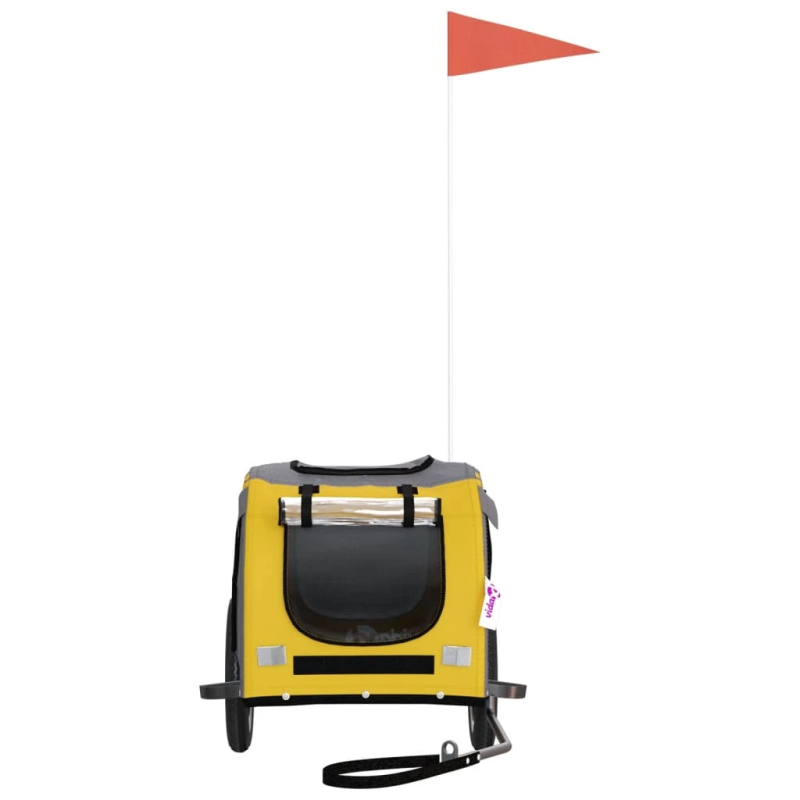 vidaXL mājdzīvnieku velo piekabe, dzeltena ar pelēku, audums, dzelzs