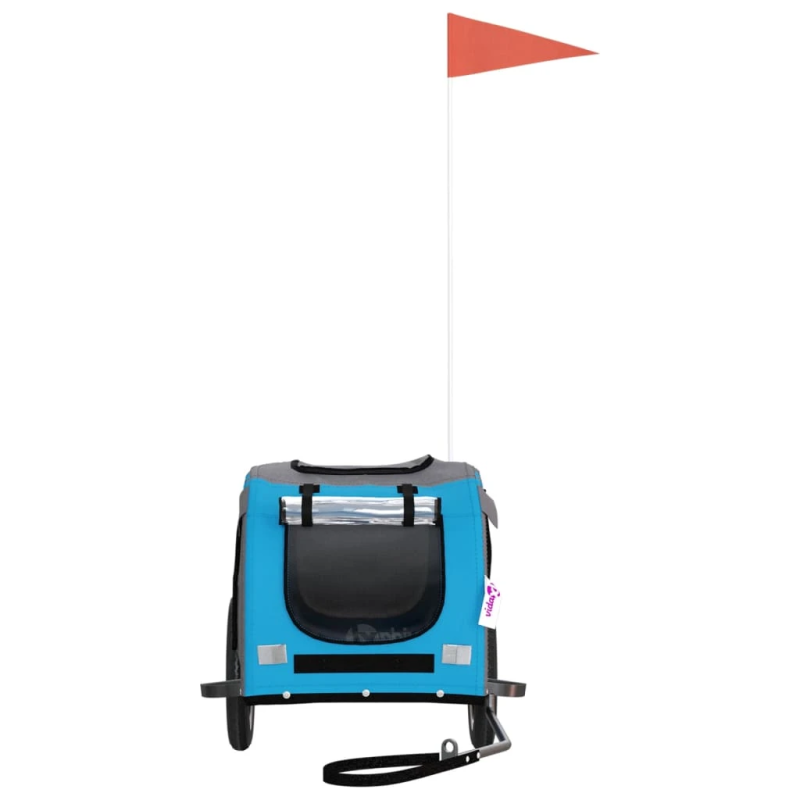 vidaXL mājdzīvnieku velo piekabe, zila ar pelēku, audums un dzelzs