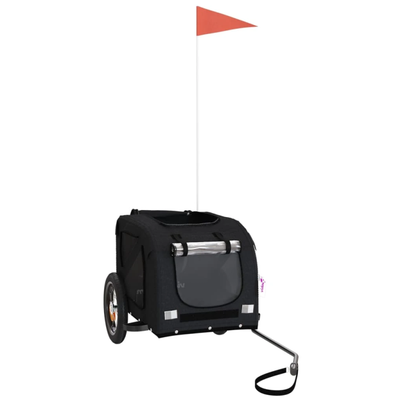 vidaXL mājdzīvnieku velo piekabe, melna, Oksfordas audums un dzelzs