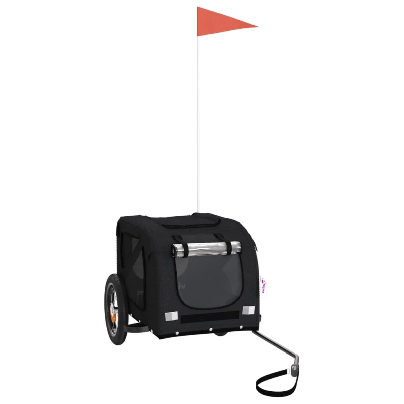 vidaXL mājdzīvnieku velo piekabe, melna, Oksfordas audums un dzelzs