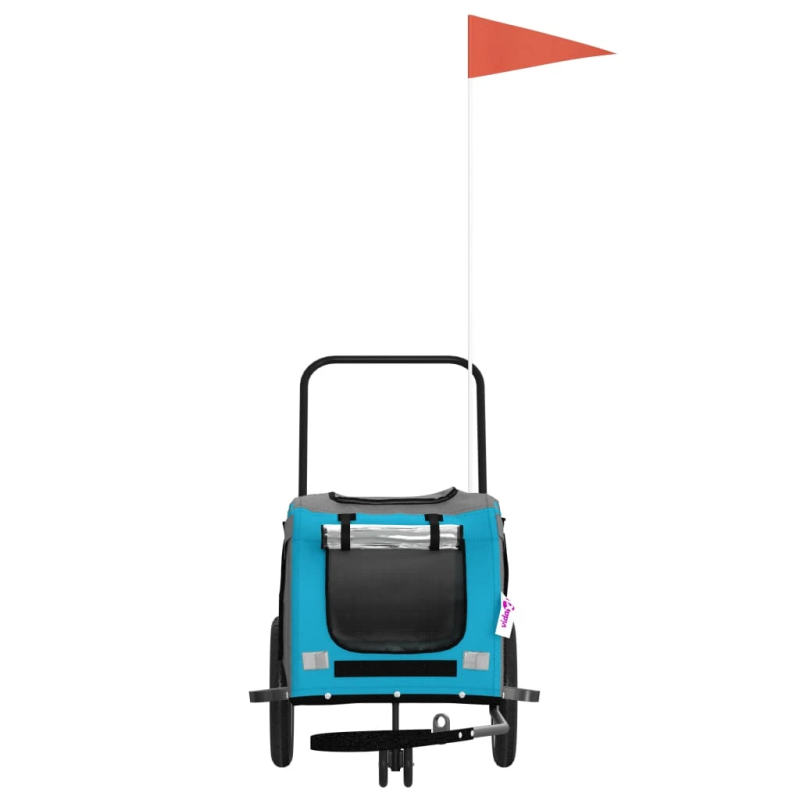 vidaXL mājdzīvnieku velo piekabe, zila ar melnu, audums un dzelzs