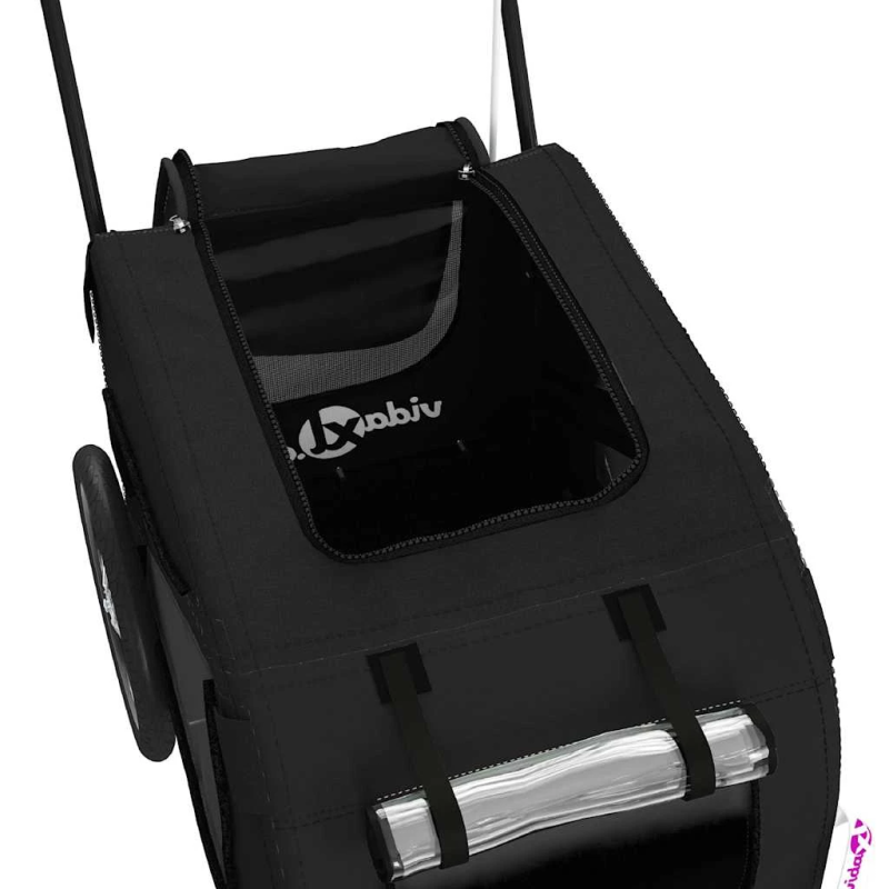 vidaXL mājdzīvnieku velo piekabe, melna, Oksfordas audums un dzelzs