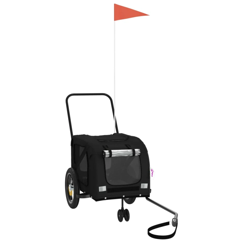 vidaXL mājdzīvnieku velo piekabe, melna, Oksfordas audums un dzelzs