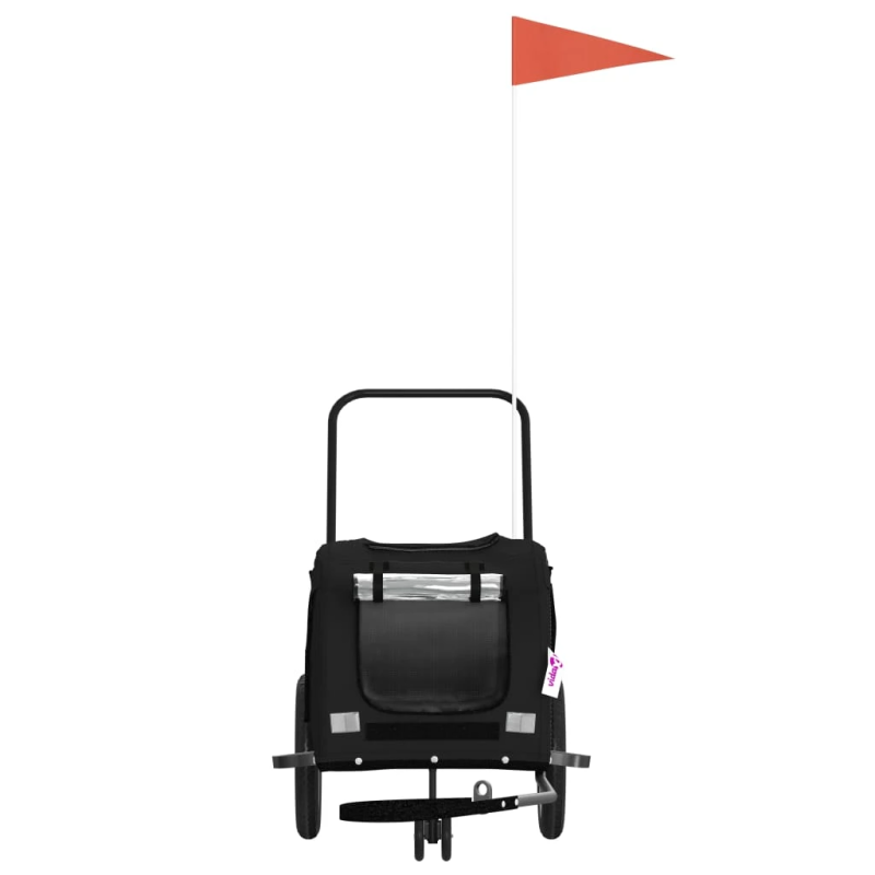 vidaXL mājdzīvnieku velo piekabe, melna, Oksfordas audums un dzelzs